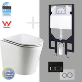 BM R&T In Wall Package - Tornado Rimless Wall Hung Pan, Inwall Cistern and Button